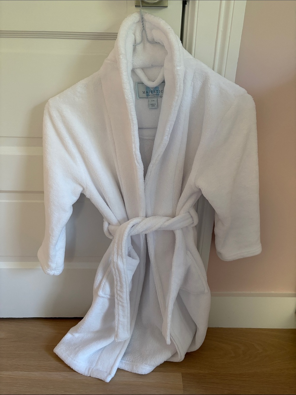 Majestic Cream Plush Bathrobe with Shawl Collar